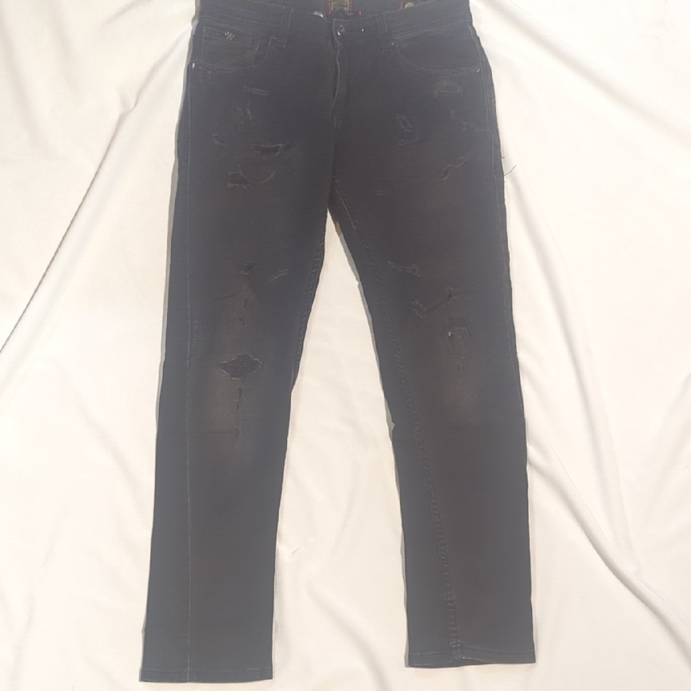 Versace Men's Black Distressed Skinny Jeans